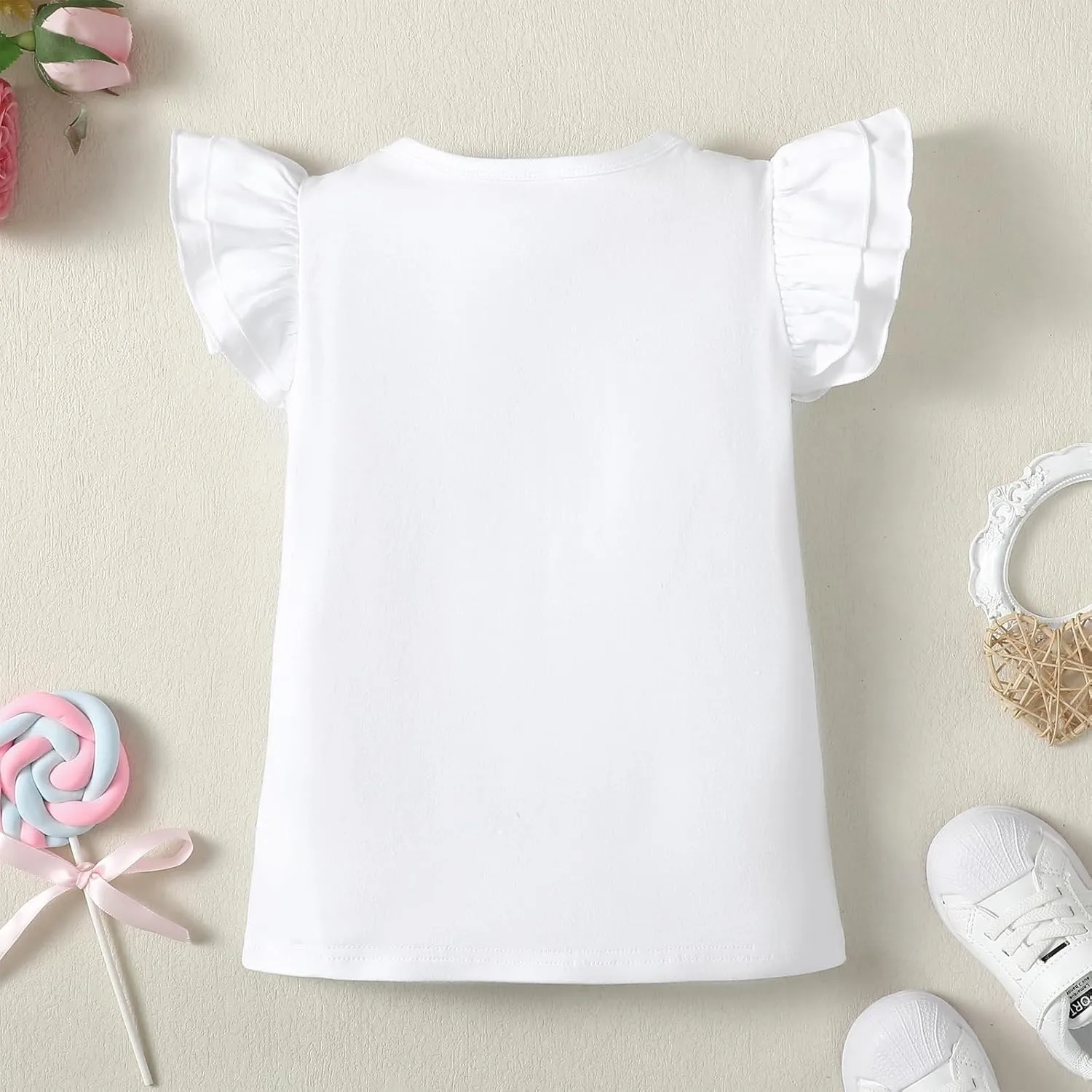 12M-7Y Toddler Baby Girls T Shirt Solid Color Blouse Ruffle Top Cotton Casual Tees Plain Shirt