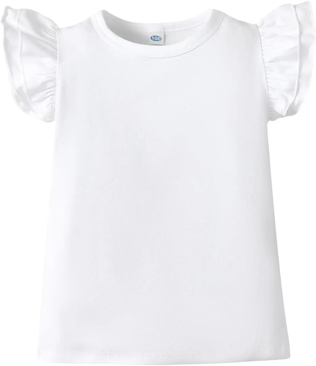 12M-7Y Toddler Baby Girls T Shirt Solid Color Blouse Ruffle Top Cotton Casual Tees Plain Shirt