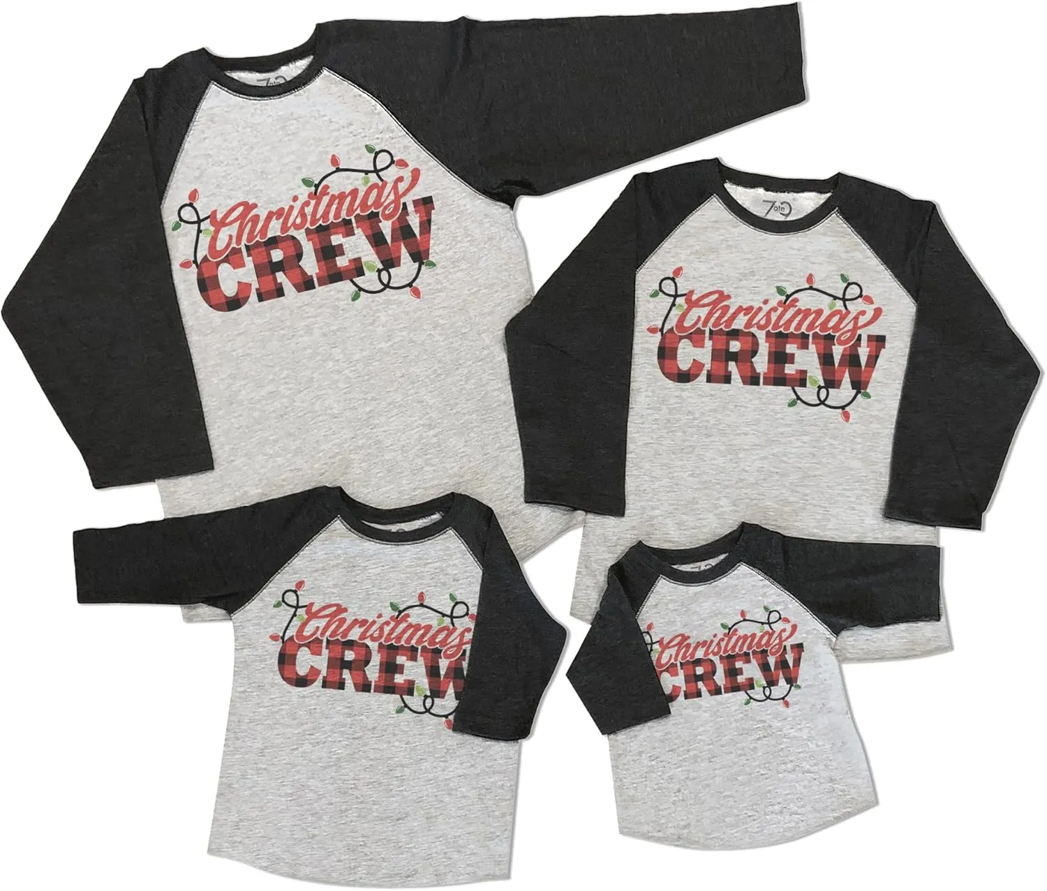 7 ate 9 Apparel Matching Family Merry Christmas Shirts - Christmas Crew Buffalo Plaid Grey Shirt