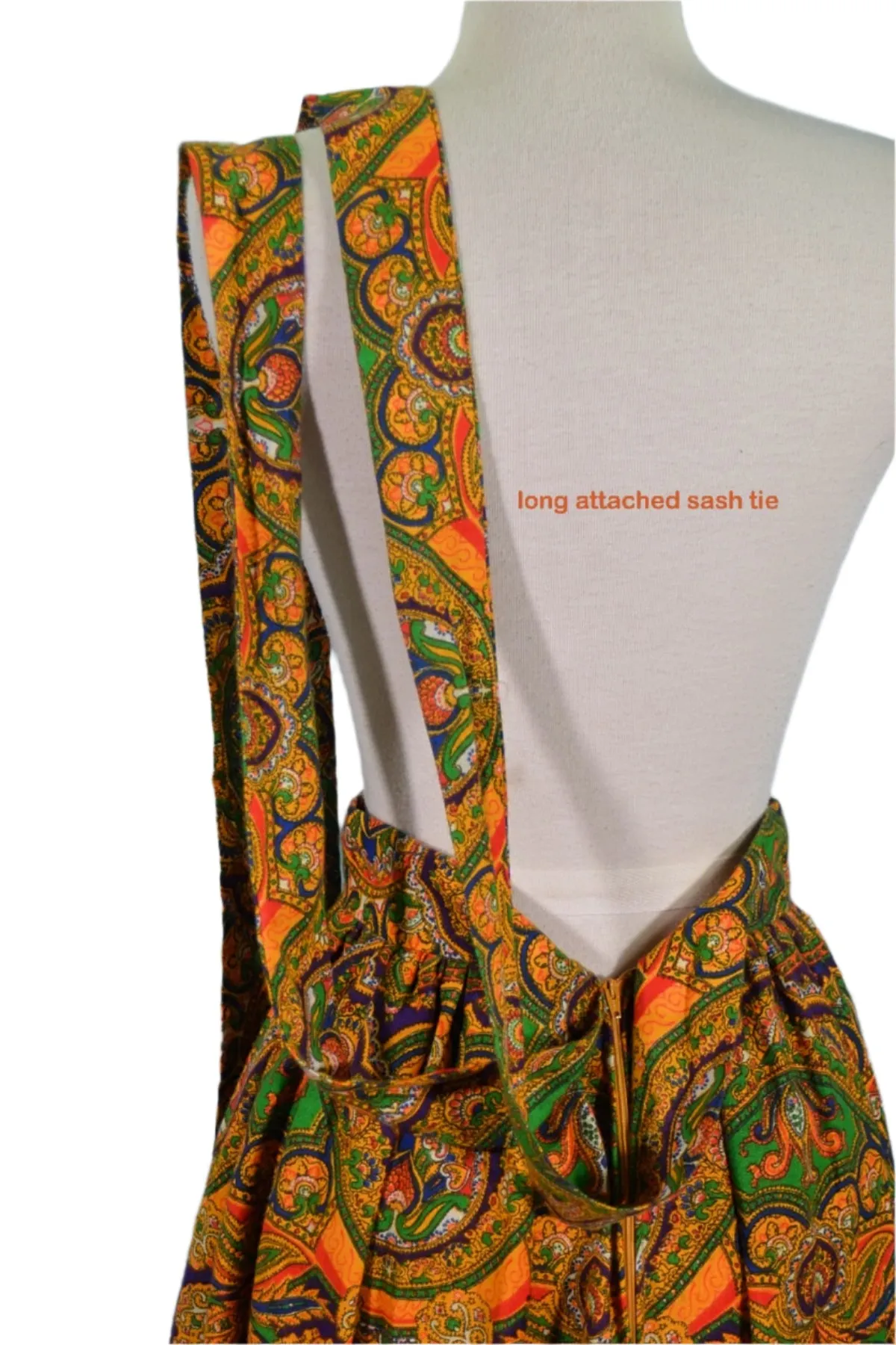 70s Gypsy Ruffle Skirt, Bohemian Paisley Print by Ellen Tracy 5/S