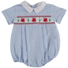 90037-Carriage Boutique Crawling Crab Blue Baby Boy Bubble Romper
