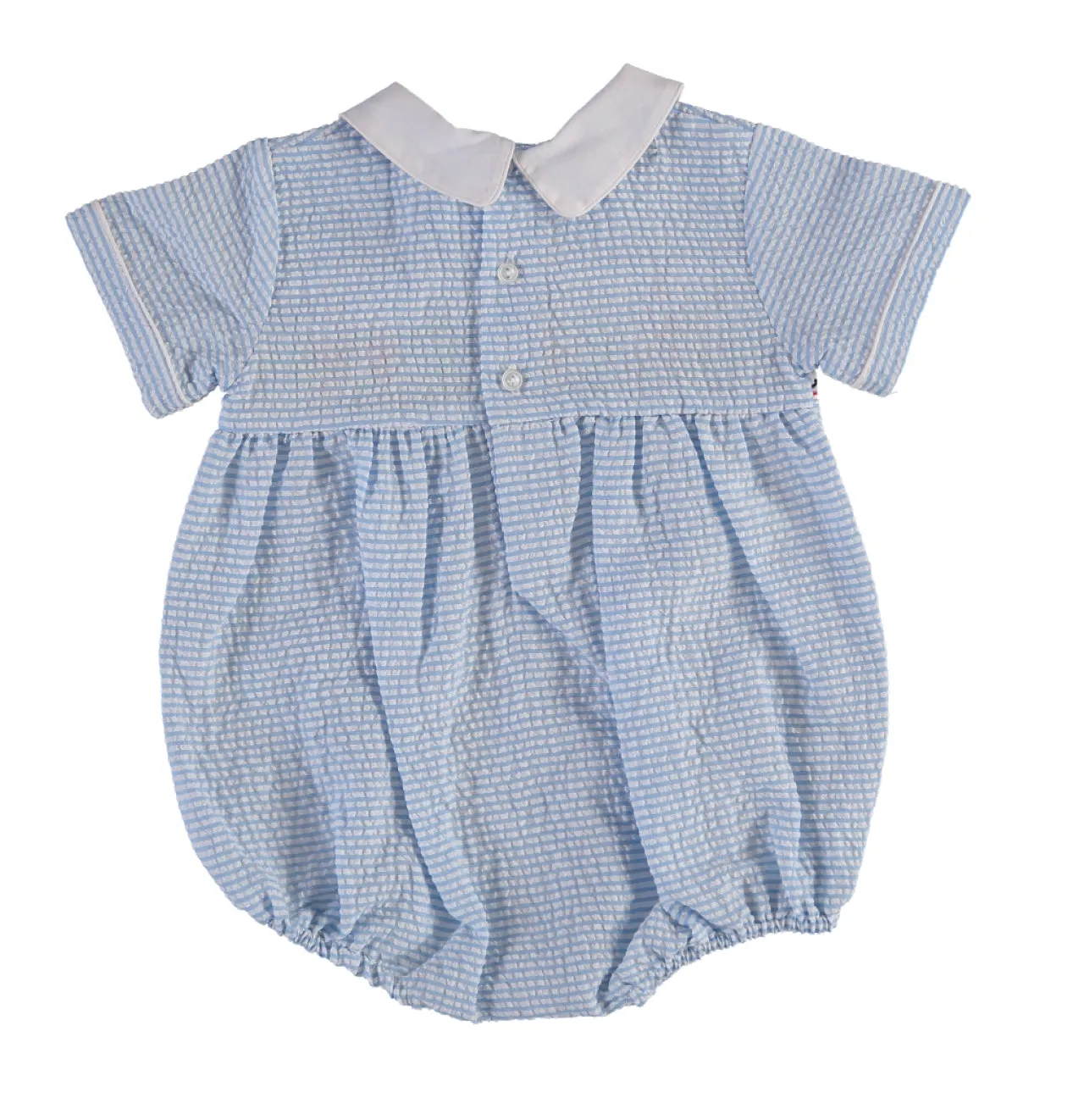 90037-Carriage Boutique Crawling Crab Blue Baby Boy Bubble Romper