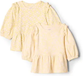 Amazon Essentials x Sofia Grainge Toddlers and Baby Girls' 3/4 Sleeve Knit Top, Pack of 2
