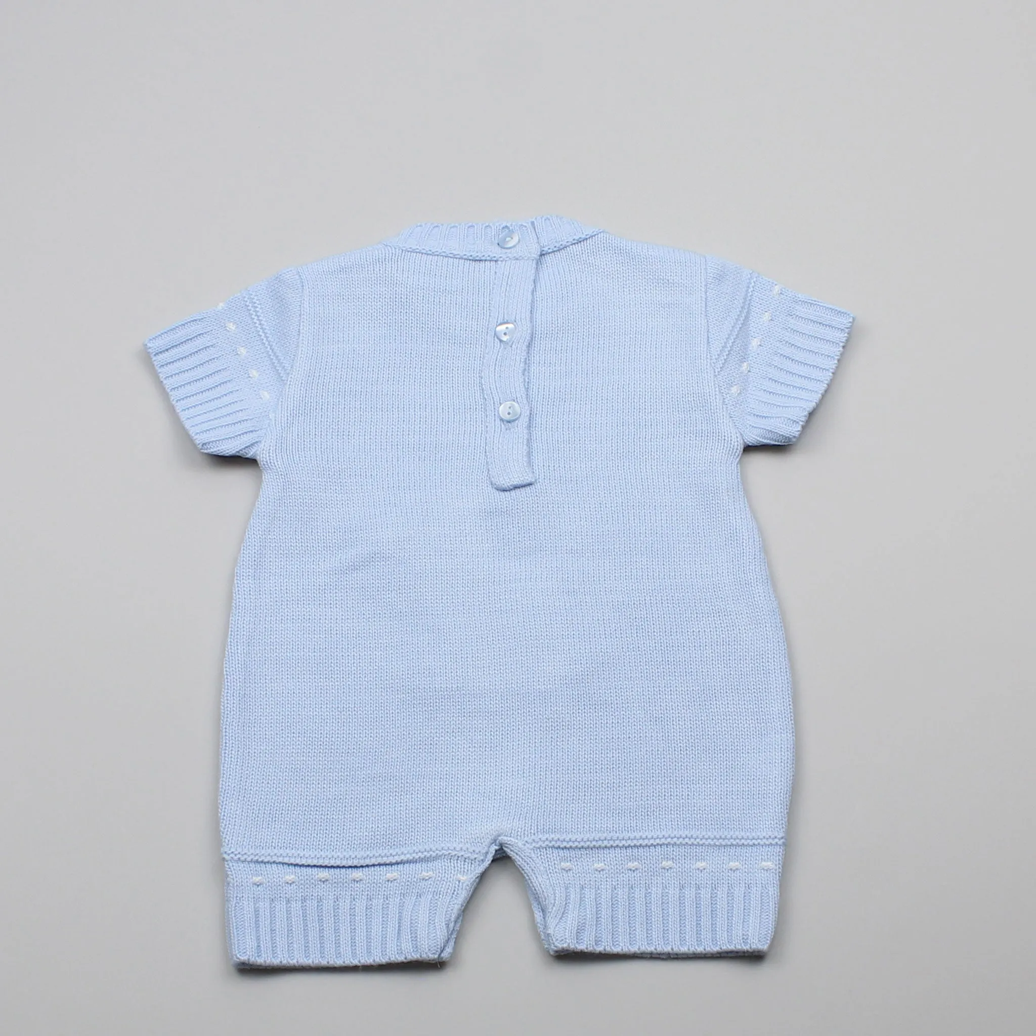 Baby Blue Romper with Bunny - Knitted Outfit