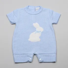 Baby Blue Romper with Bunny - Knitted Outfit