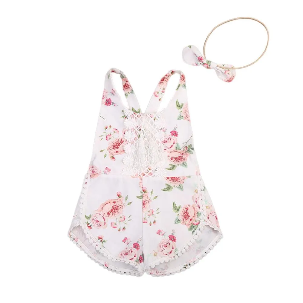Baby Girl Precious Floral Romper and Headband