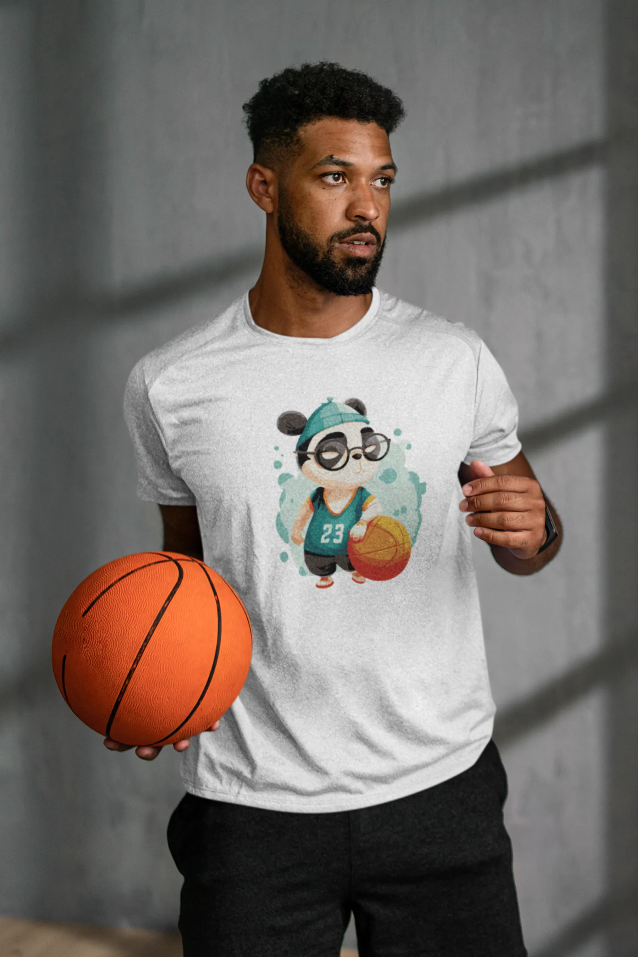 Basketball Panda Printed T-shirt for men