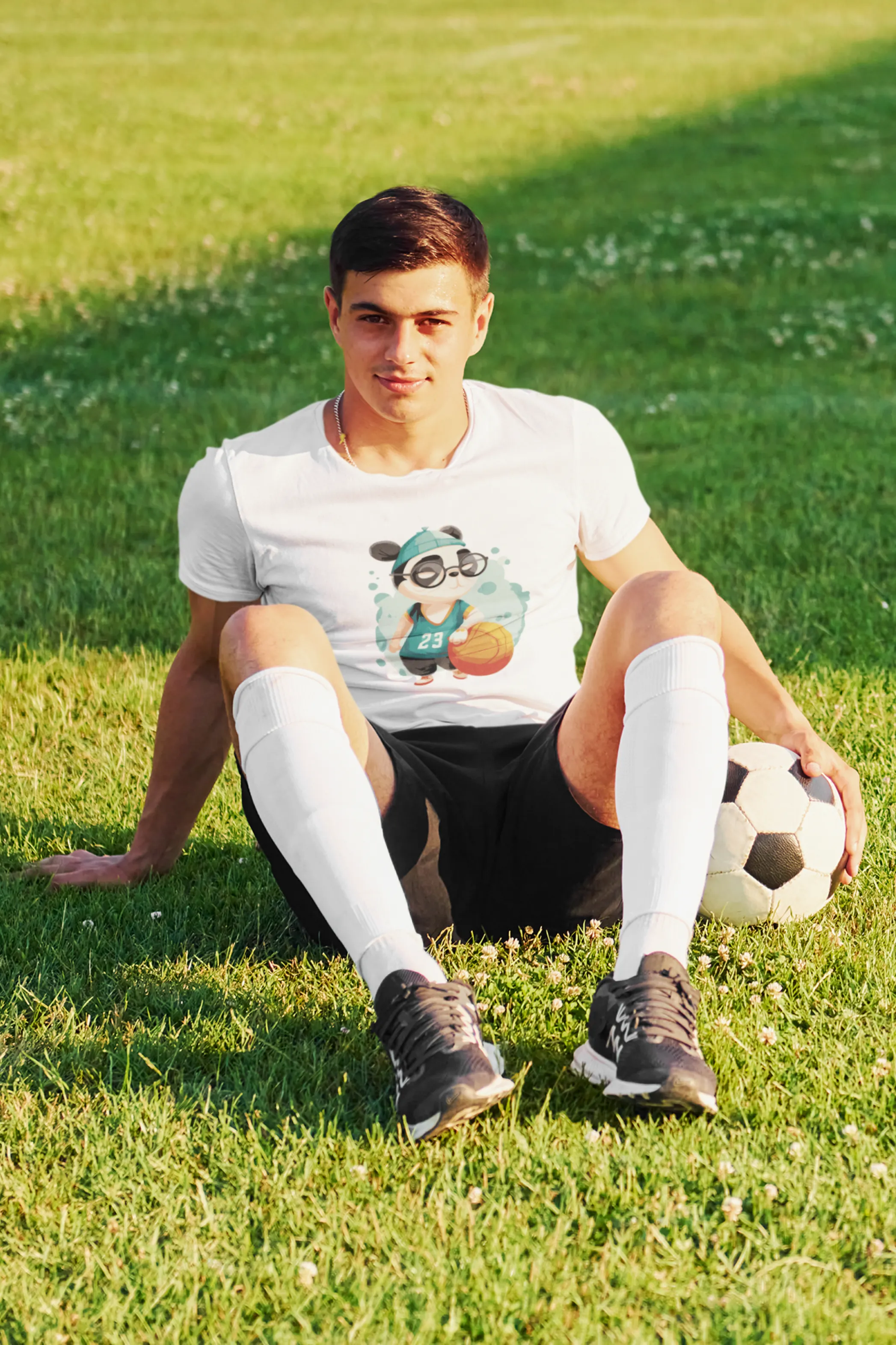 Basketball Panda Printed T-shirt for men