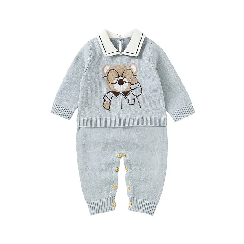 Bear Knit Baby Rompers for 0-18M