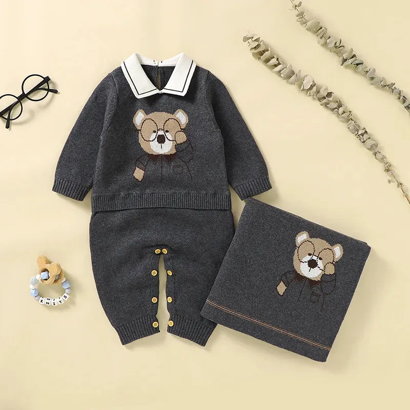 Bear Knit Baby Rompers for 0-18M
