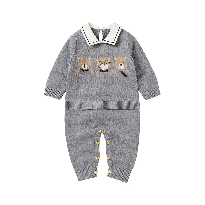 Bear Knit Baby Rompers for 0-18M