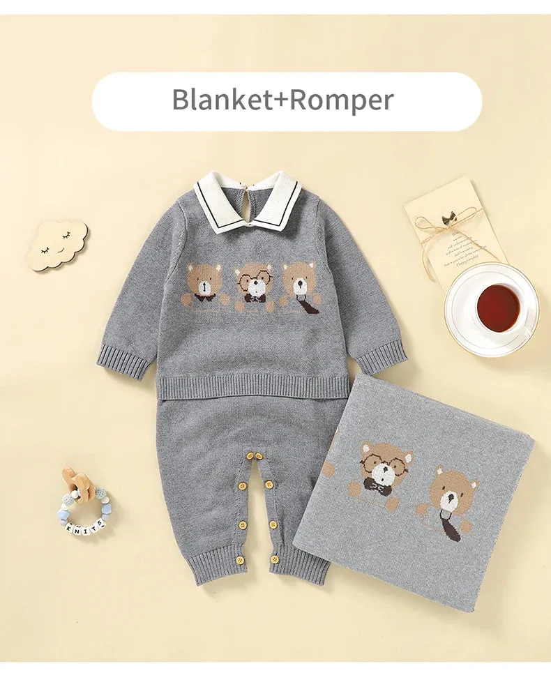 Bear Knit Baby Rompers for 0-18M