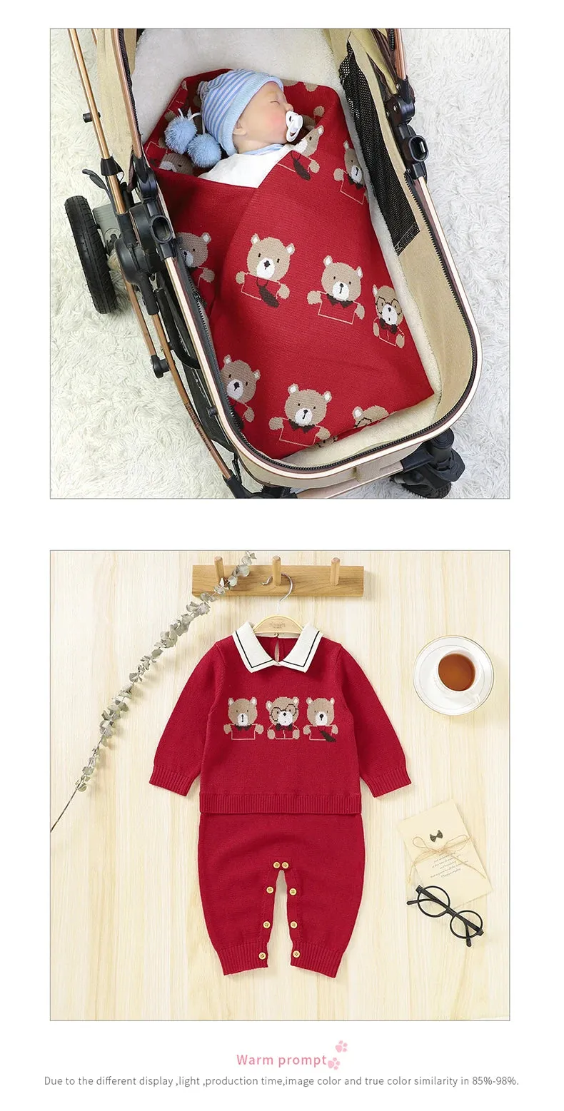 Bear Knit Baby Rompers for 0-18M