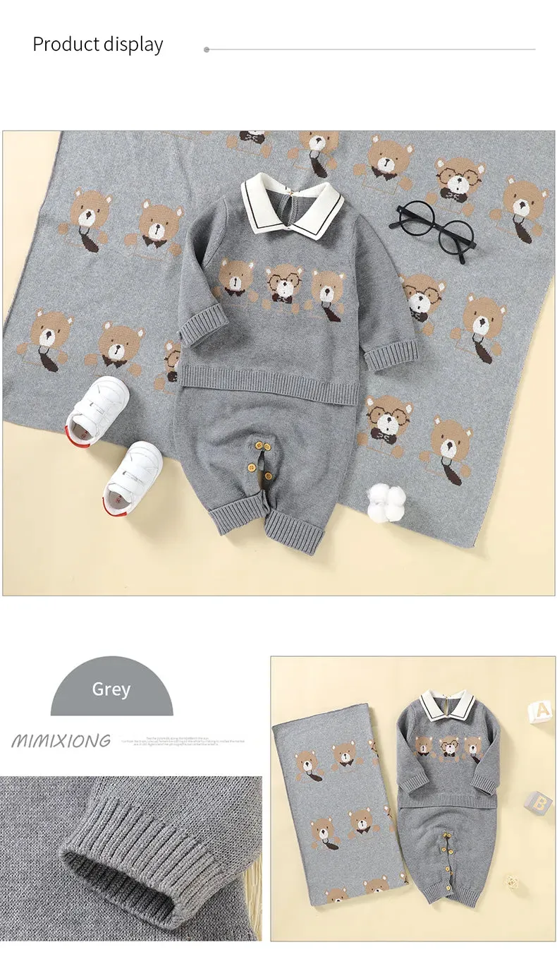 Bear Knit Baby Rompers for 0-18M
