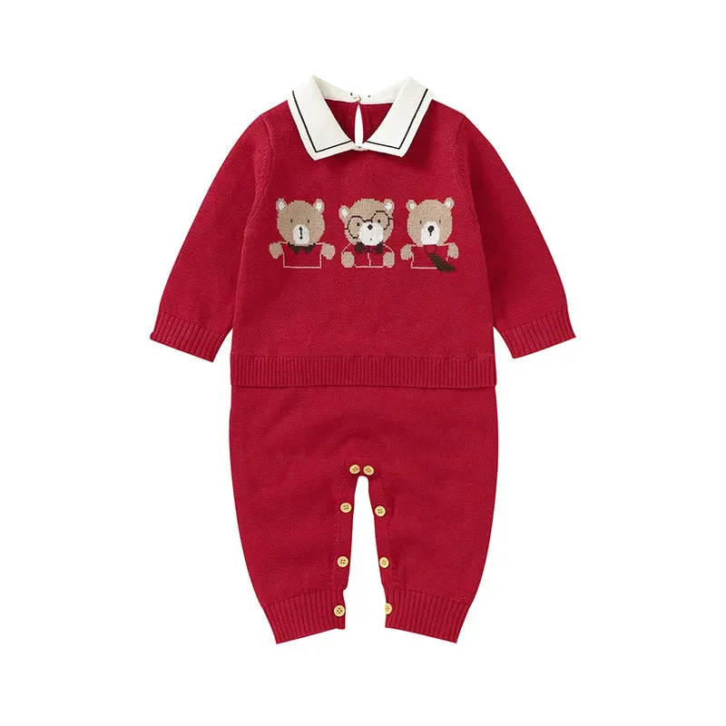 Bear Knit Baby Rompers for 0-18M
