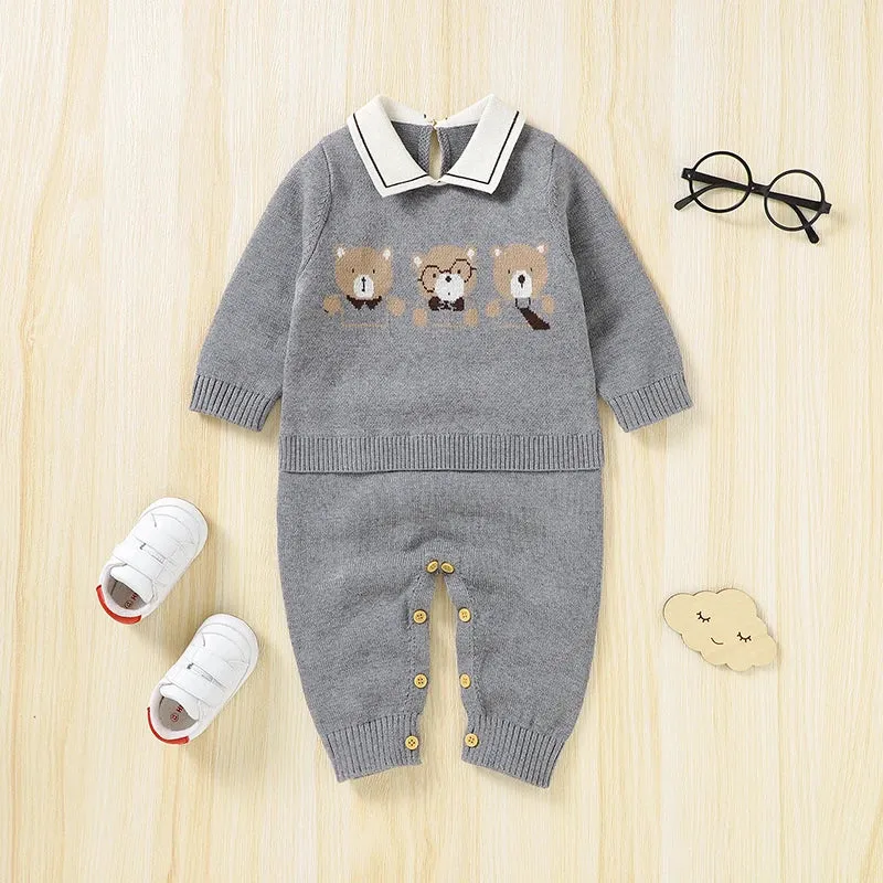 Bear Knit Baby Rompers for 0-18M