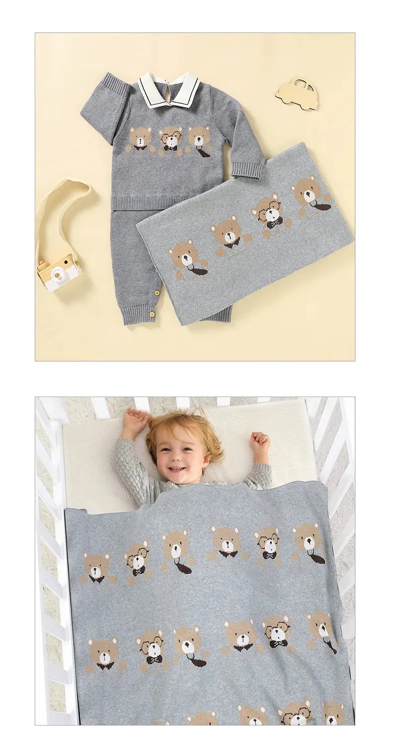 Bear Knit Baby Rompers for 0-18M