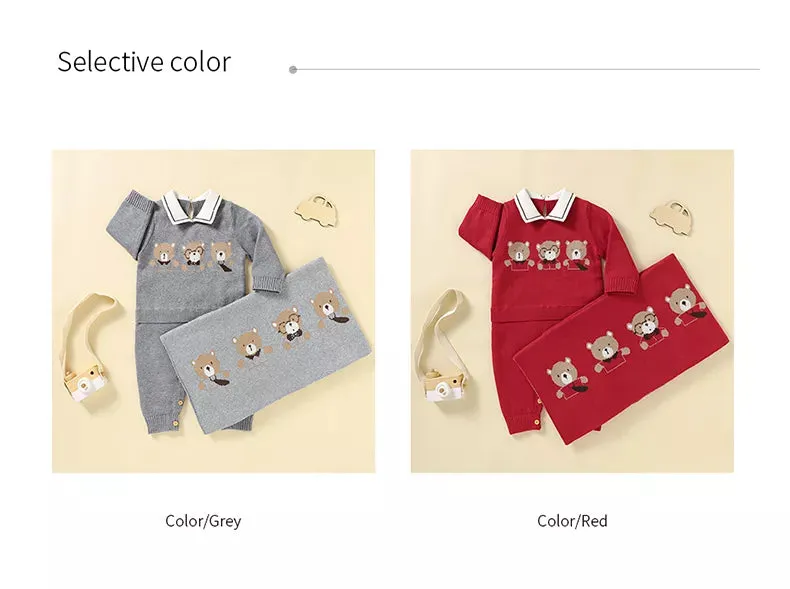 Bear Knit Baby Rompers for 0-18M