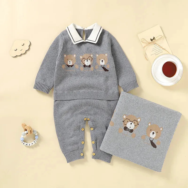 Bear Knit Baby Rompers for 0-18M