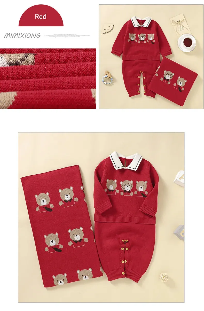 Bear Knit Baby Rompers for 0-18M