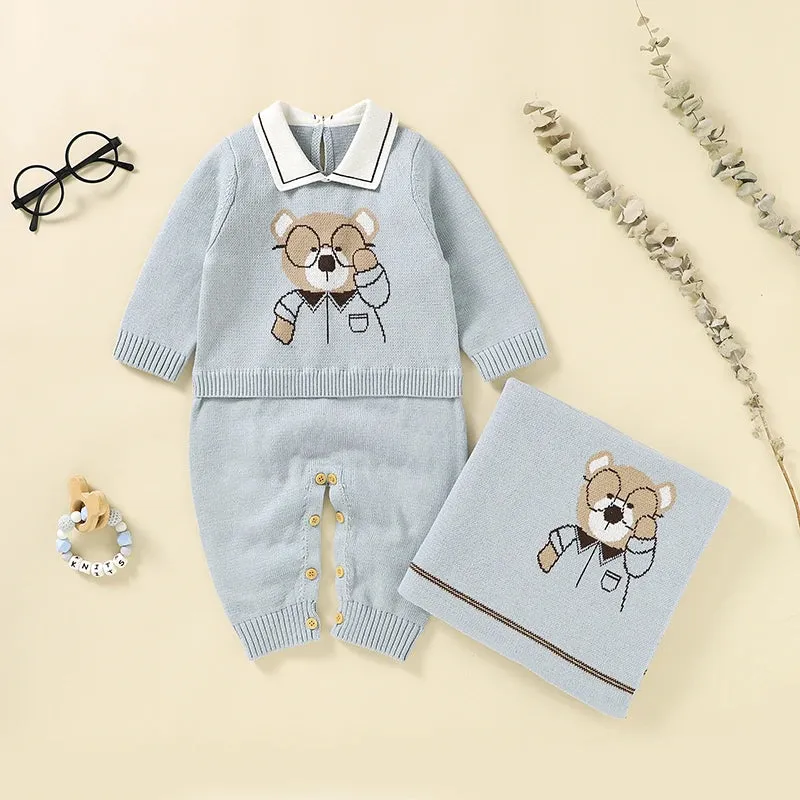 Bear Knit Baby Rompers for 0-18M