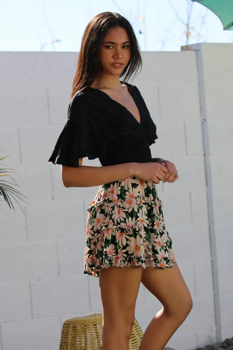 Beautiful Ruffle Detailed Skirt with Elastic Waist