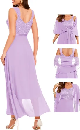 BeryLove Formal Wedding Guest Sequin Mother of The Bride Dress Evening Dresses