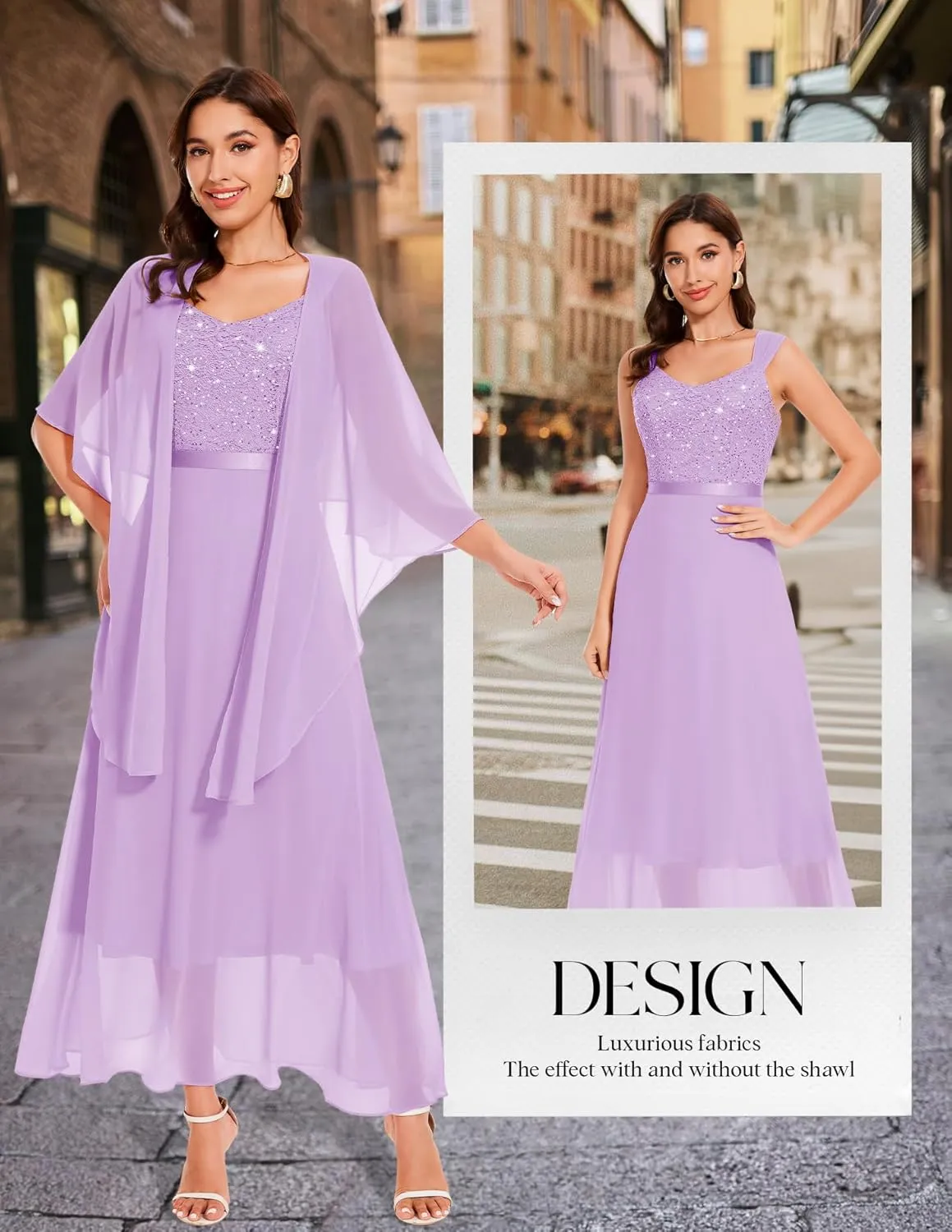 BeryLove Formal Wedding Guest Sequin Mother of The Bride Dress Evening Dresses