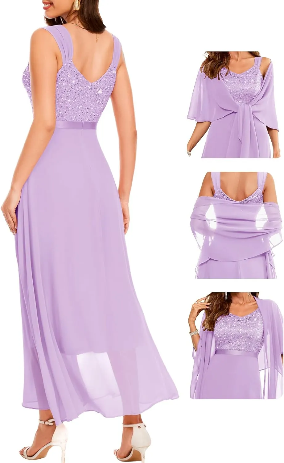 BeryLove Formal Wedding Guest Sequin Mother of The Bride Dress Evening Dresses