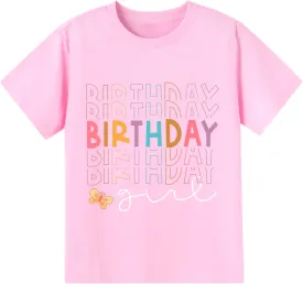 Birthday Girl Shirt 2nd 3rd 4th 5th 6th 7th Girls Birthday Tshirts Cotton Short Sleeve Tee Tops Outfit