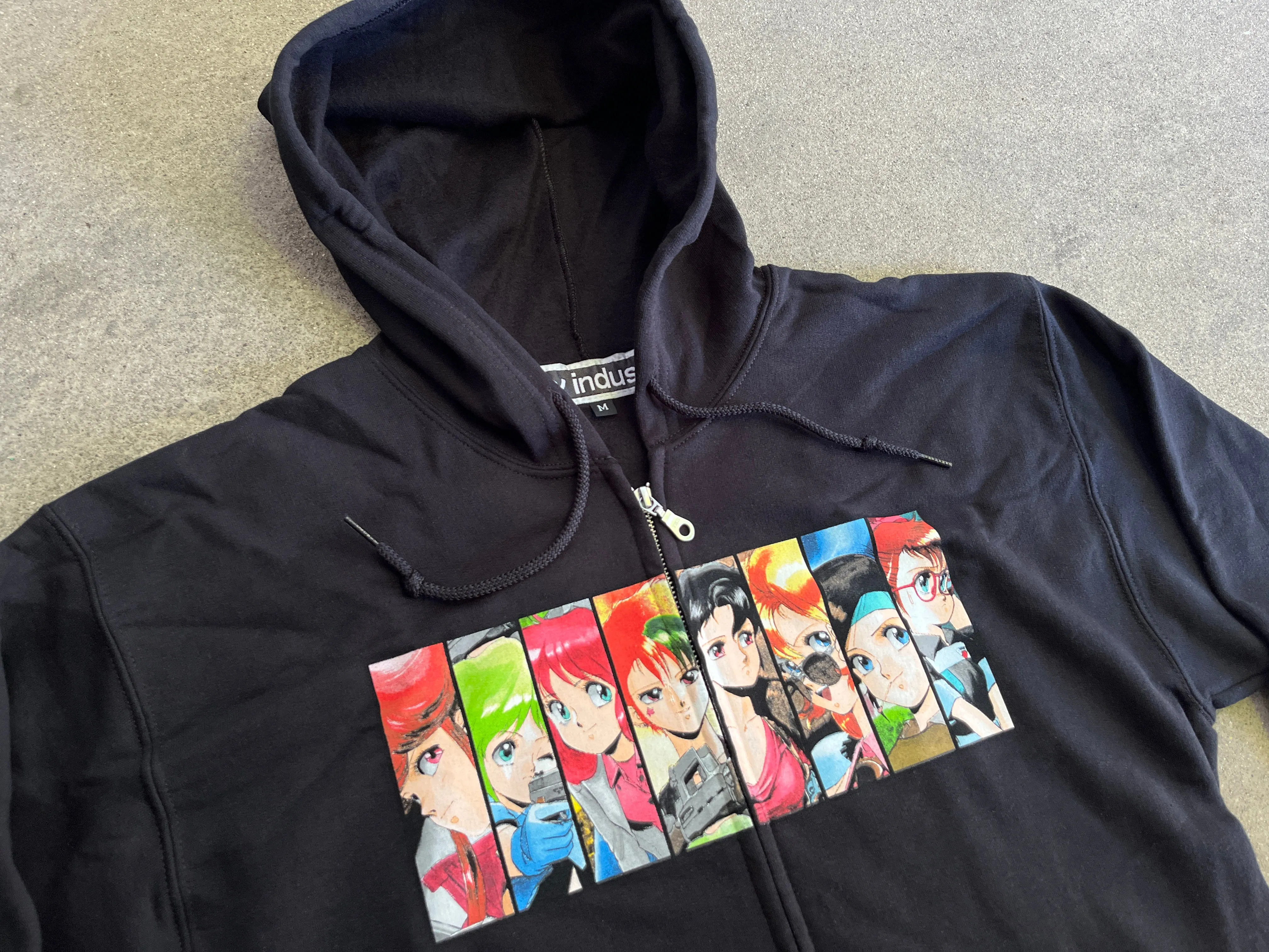 bubblegum zipper hood sweatshirt - BLACK