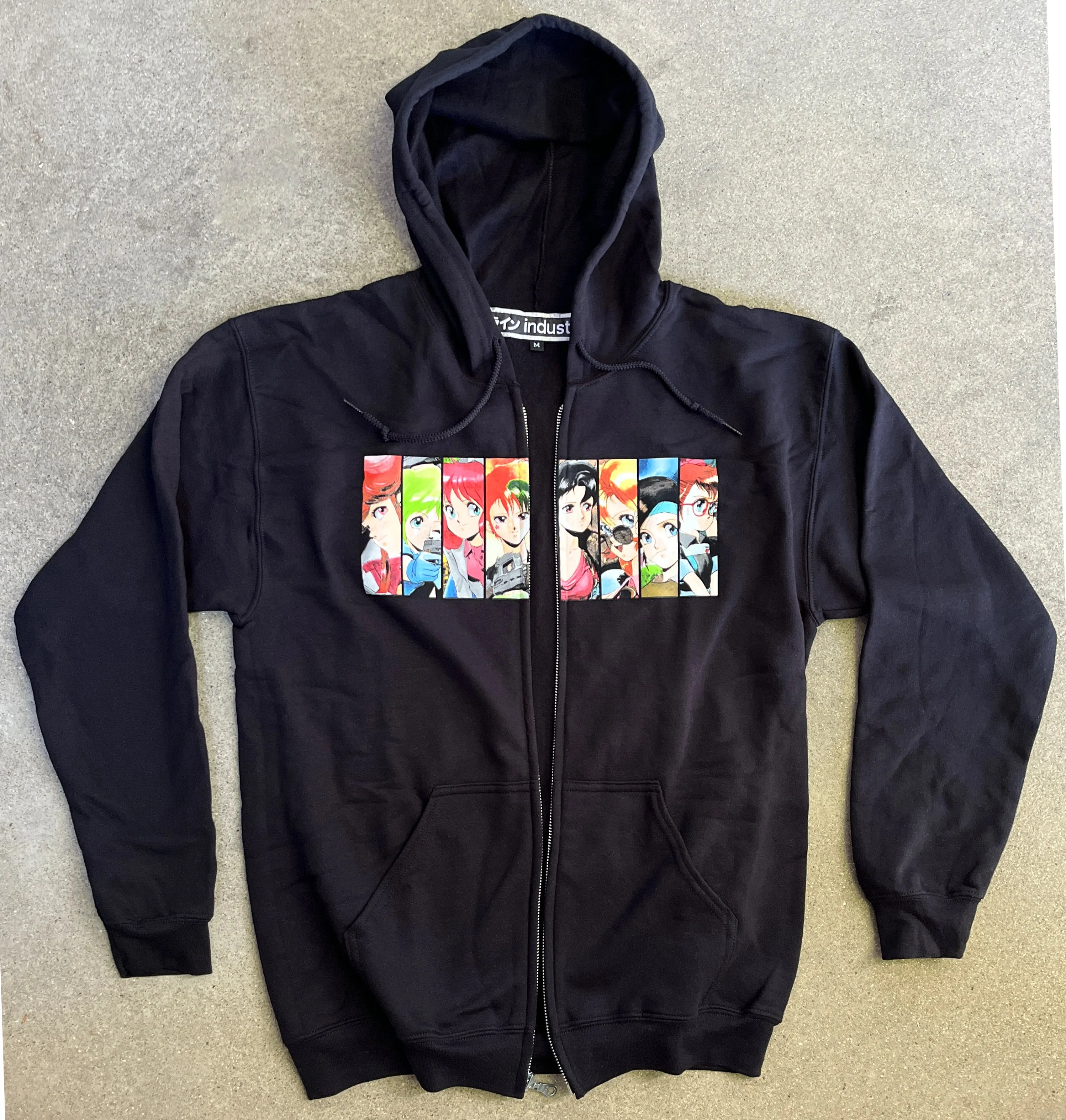 bubblegum zipper hood sweatshirt - BLACK