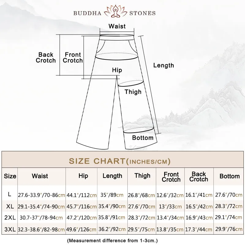 Buddha Stones Casual Solid Color Cotton Linen Women's Wide Leg Pants With Pockets