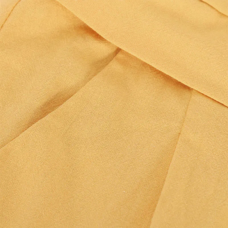 Buddha Stones Retro Casual High Waist Cotton Linen Women's Wide Leg Pants With Pockets