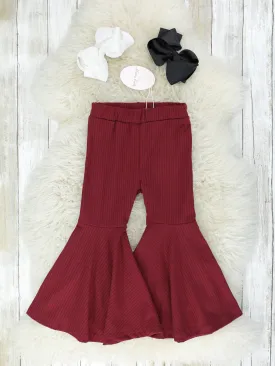 Burgundy Ribbed Bell Bottoms