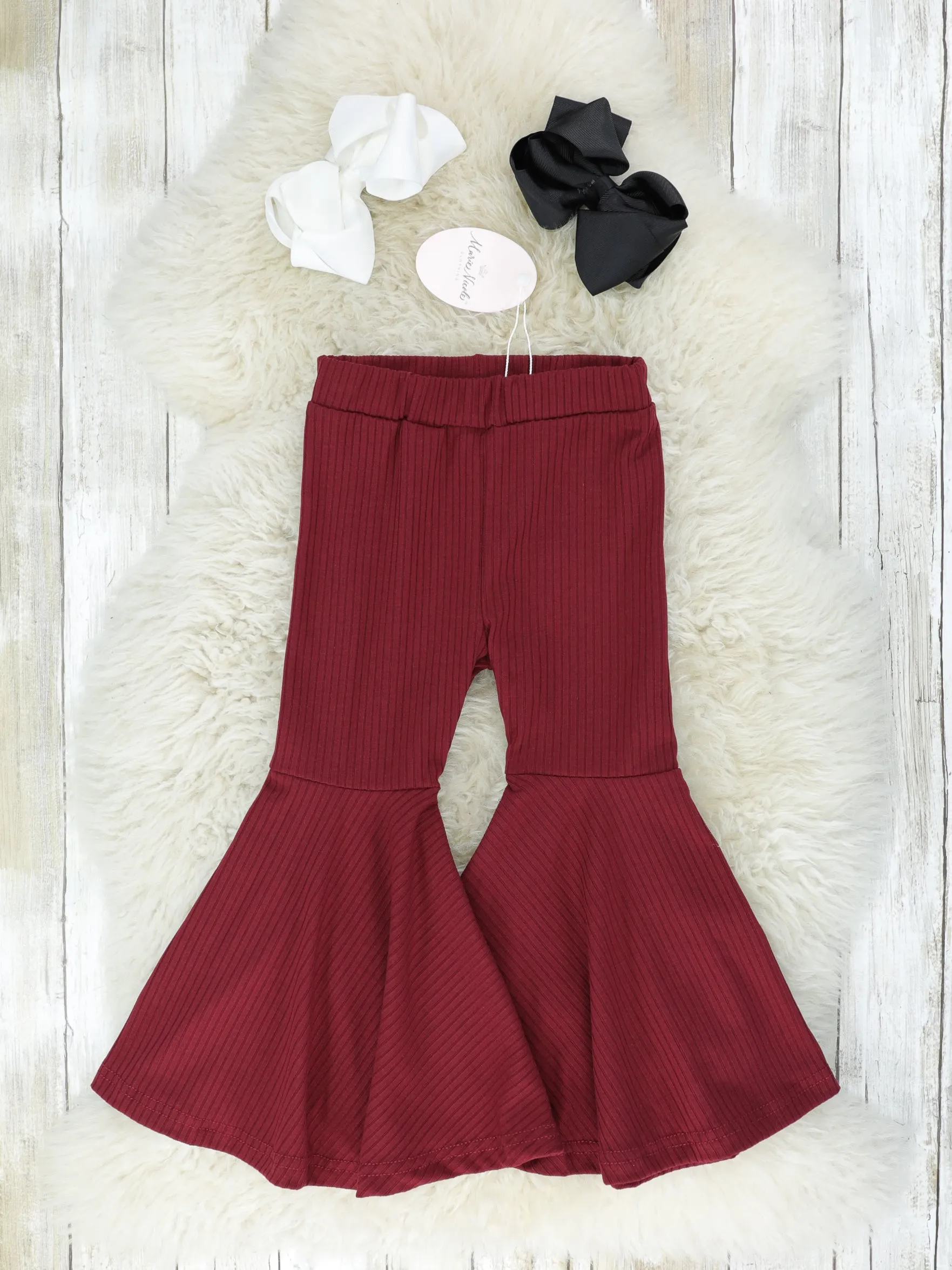 Burgundy Ribbed Bell Bottoms