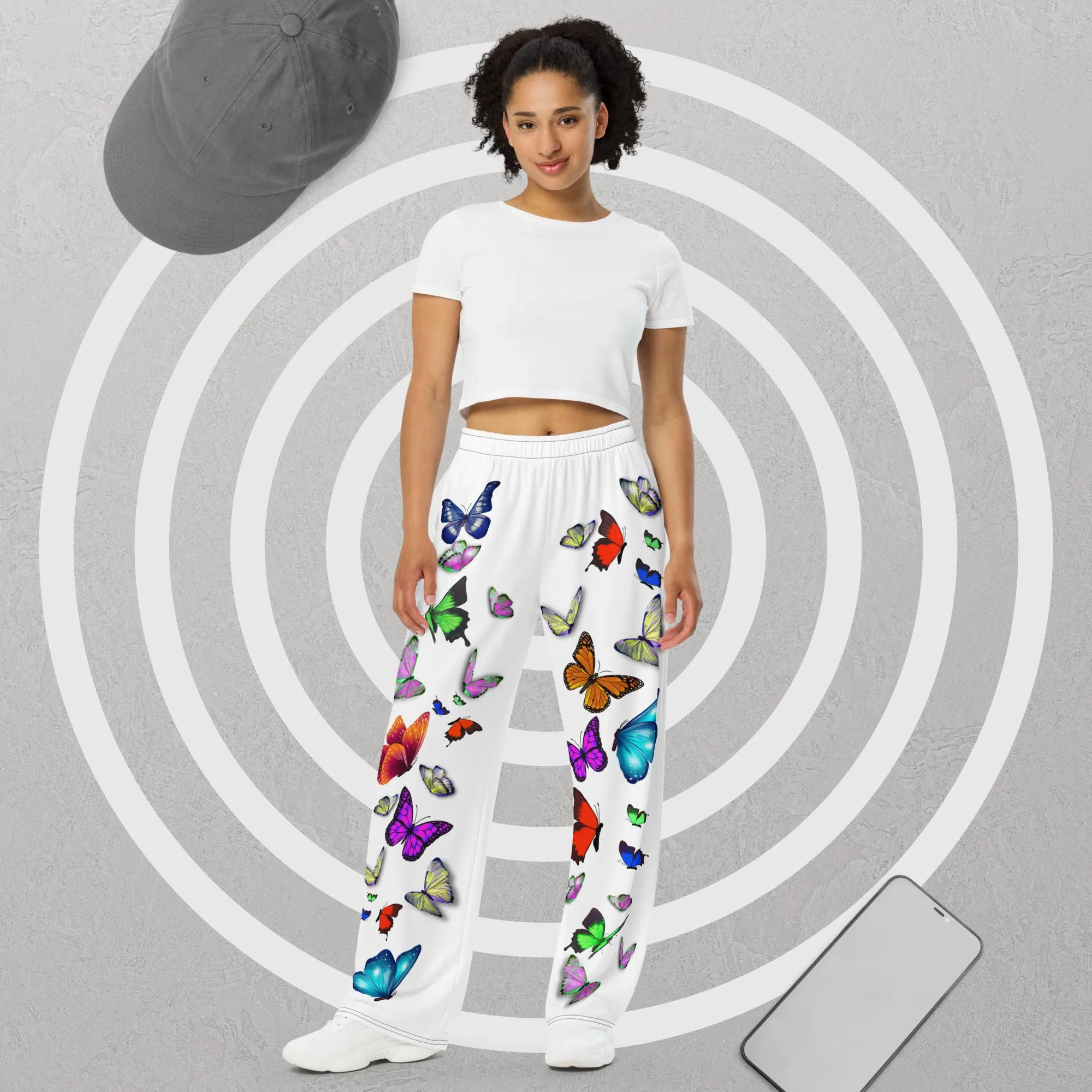 Butterflies - All-over print unisex wide-leg pants