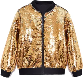 Cilucu Kids Jackets Girls Boys Flip Sequin Zipper Coat Jacket for Toddler Girls Birthday Outerwear Clothes