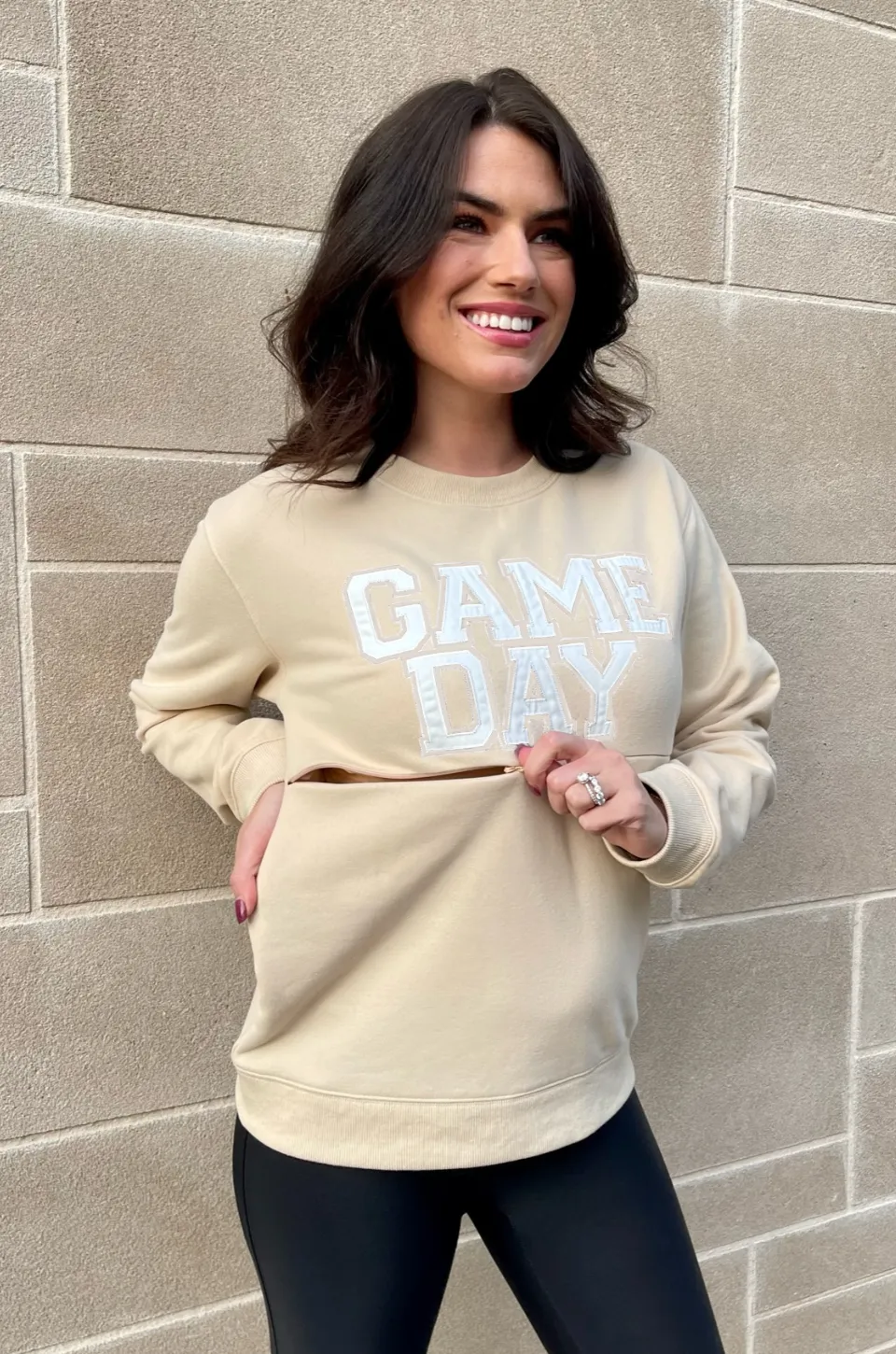 COMING SOON Game Day Nursing Sweatshirt- Tan