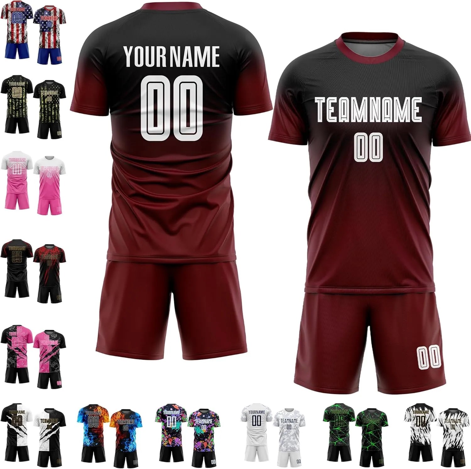Custom Men Women Youth Soccer Jersey Personalized Boys Soccer Shirts and Shorts with Team Name Number Logo