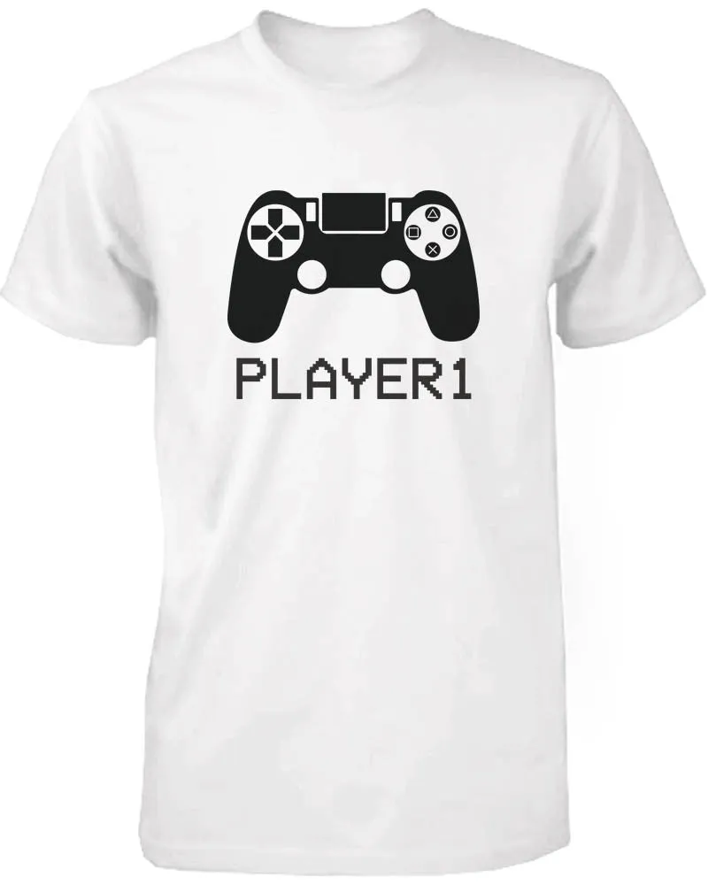 Daddy and Baby Matching White T-Shirt / Bodysuit Combo - Player1 and Player2
