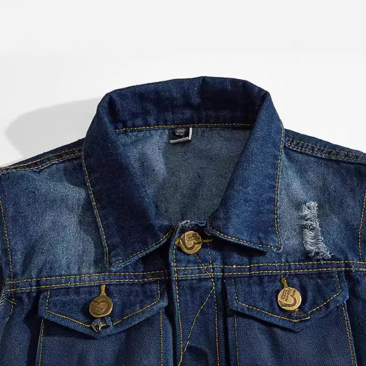Dark Blue Biker Denim Vest