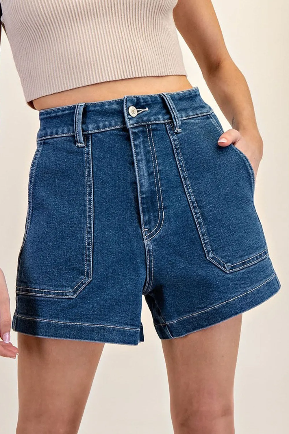 Denim Square Pocket Shorts