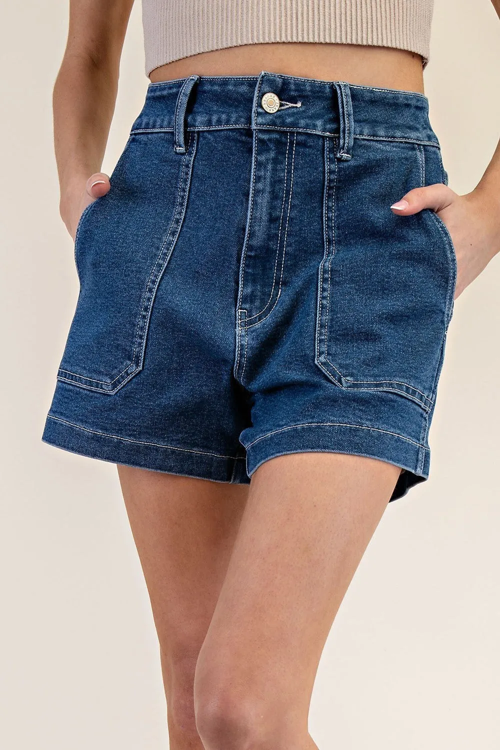 Denim Square Pocket Shorts