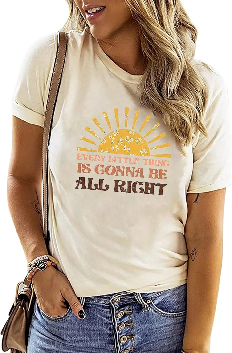 Every Little Thing is Gonna Be Alright Shirt Women Country Music Shirts Hippie T Shirt Inspirational Tee Top