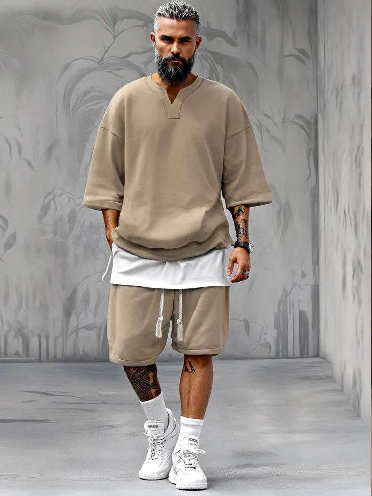 Fake Two-Piece T-shirt Shorts Set