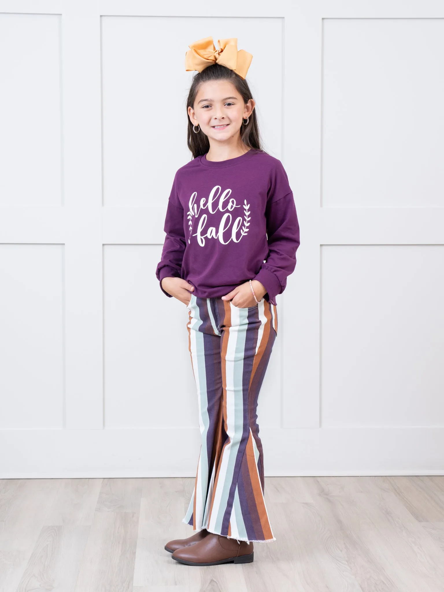 Fall Stripe Denim Bell Bottoms
