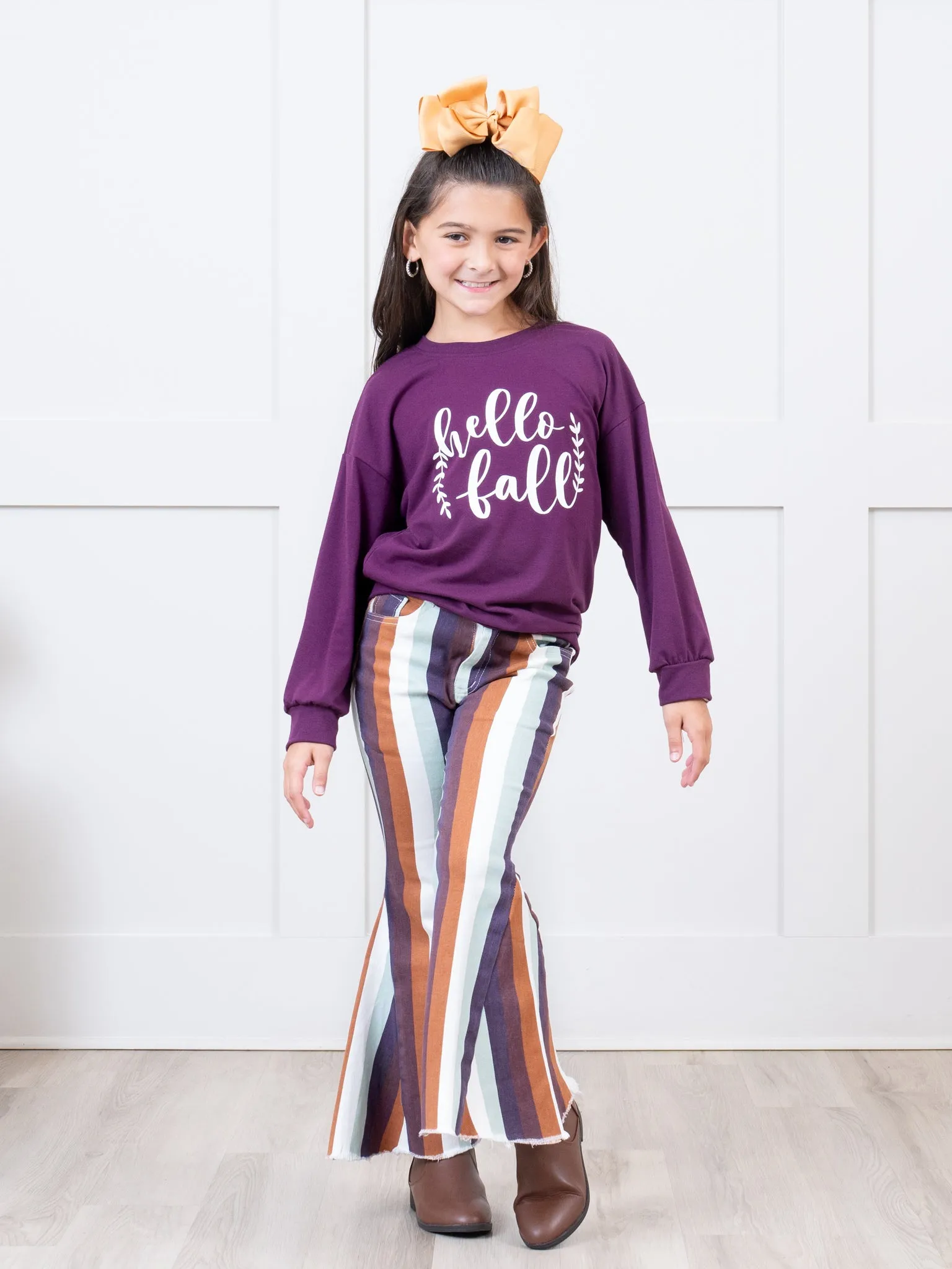 Fall Stripe Denim Bell Bottoms