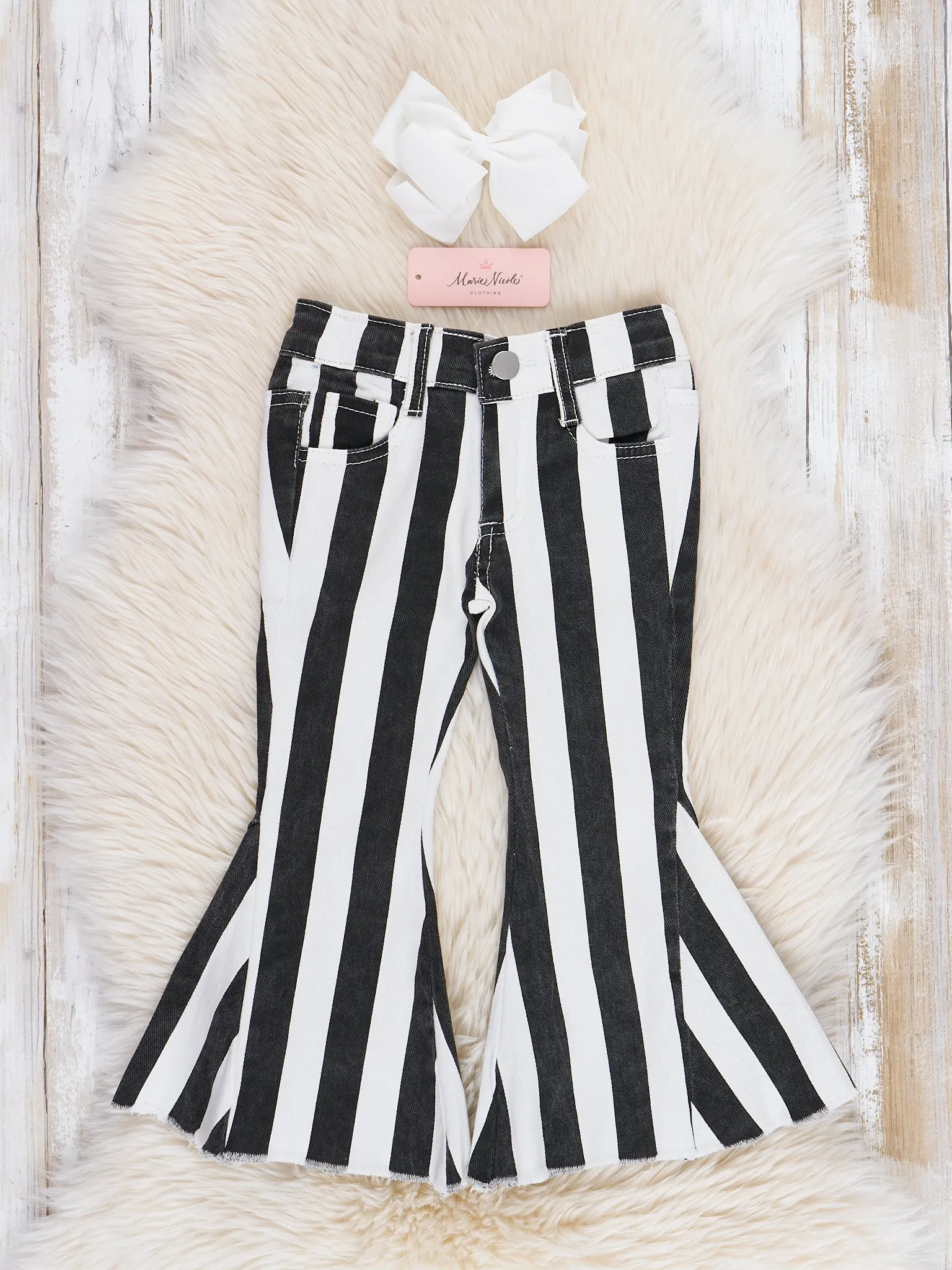 Fall Stripe Denim Bell Bottoms