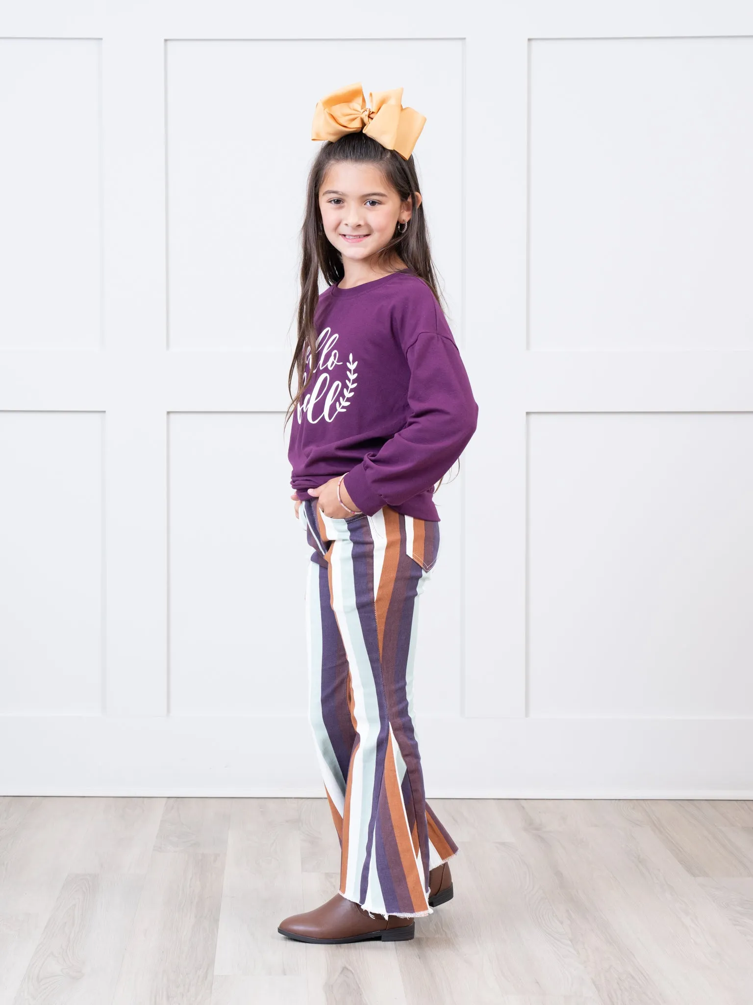 Fall Stripe Denim Bell Bottoms